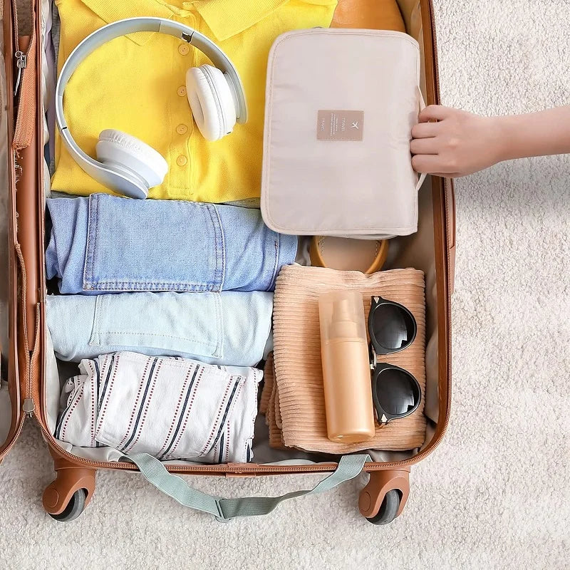 Kompakte Reise-Toilettenartikel-Tasche | 6 Fächer & Feuchtigkeitsfach | Vielseitiges & Wasserabweisendes Polyester