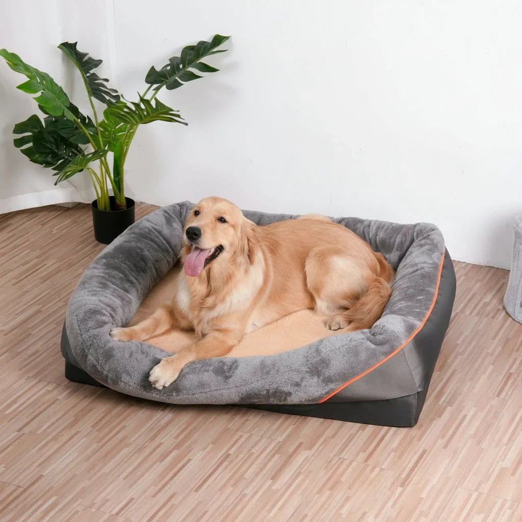 Wasserdichtes Orthopädisches Hundebett mit Erhobenem Kissen & Memory-Schaum-Unterstützung