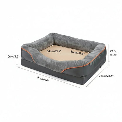 Wasserdichtes Orthopädisches Hundebett mit Erhobenem Kissen & Memory-Schaum-Unterstützung
