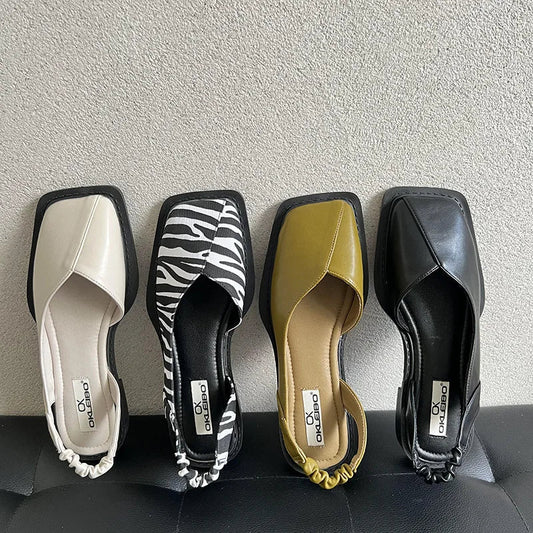 Damen Slingback Sandalen Schuhe | Quadratische Zehen