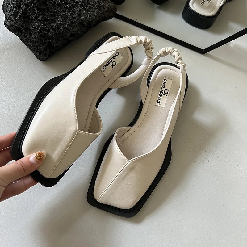 Damen Slingback Sandalen Schuhe | Quadratische Zehen