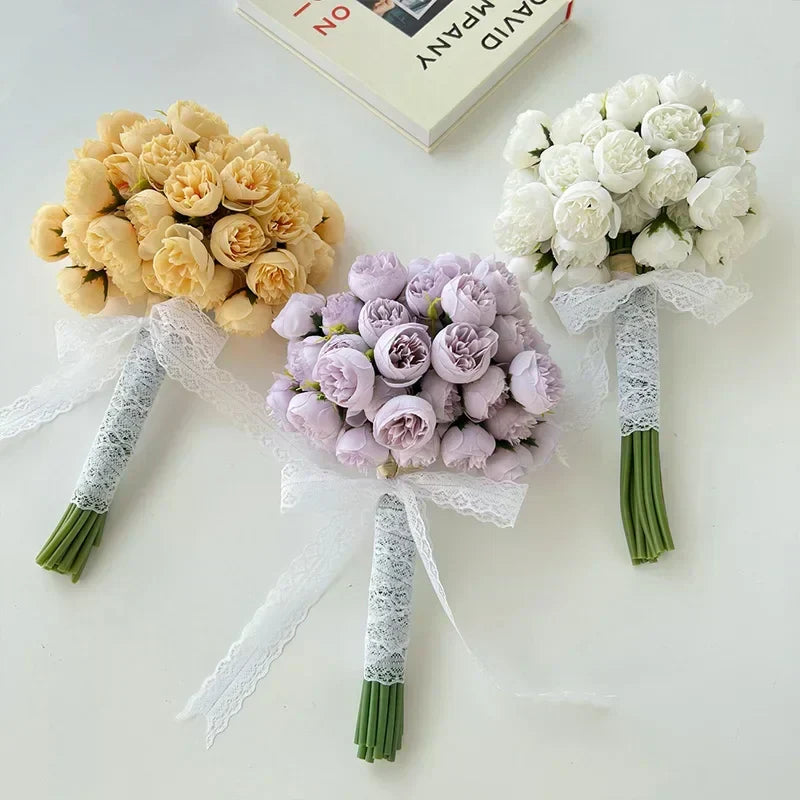 Seiden-Pfingstrosen-Bouquet - Liebesgeschichte