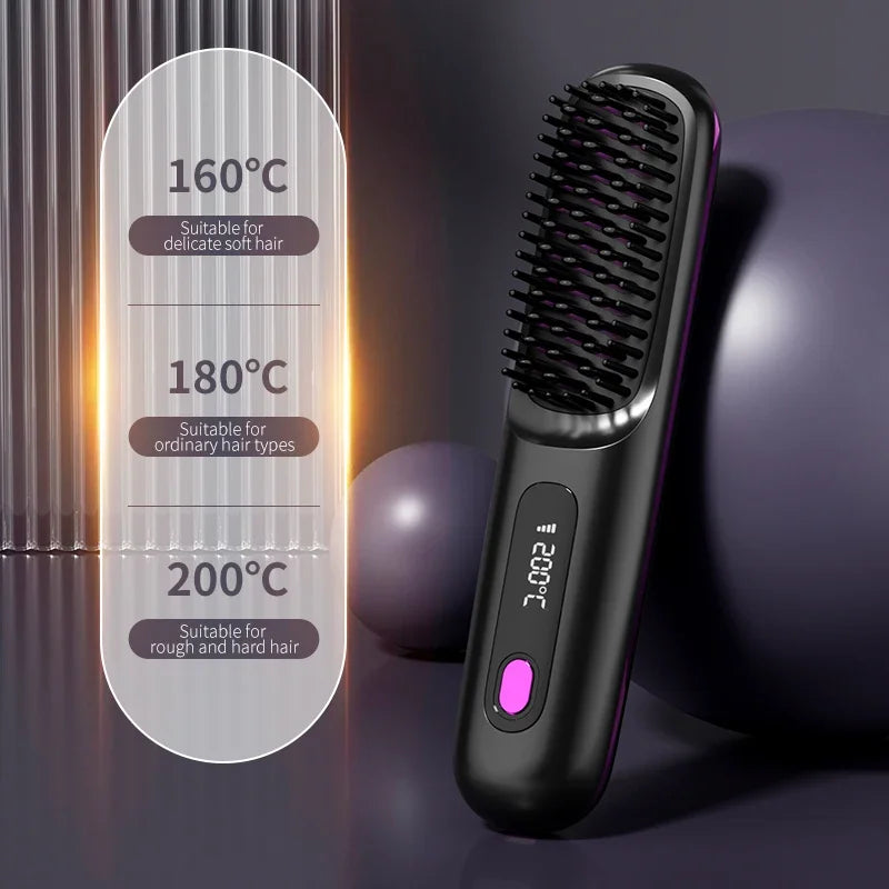 Drahtloser Haarglätter | USB-Ladung & LCD-Display | Keramik- & Ionentechnologie