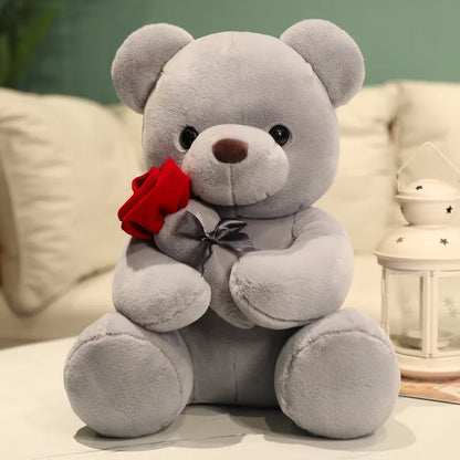 Liebesumarmung Teddy Bär mit Rose