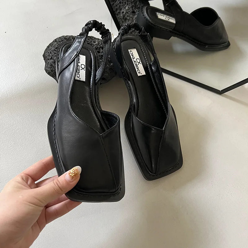 Damen Slingback Sandalen Schuhe | Quadratische Zehen