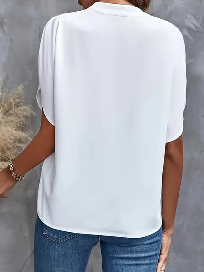 Damen V-Ausschnitt Kurzarm Bluse | Lässig