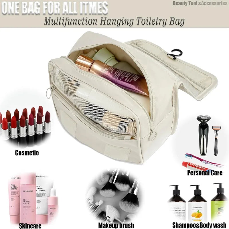Kompakte Reise-Toilettenartikel-Tasche | 6 Fächer & Feuchtigkeitsfach | Vielseitiges & Wasserabweisendes Polyester