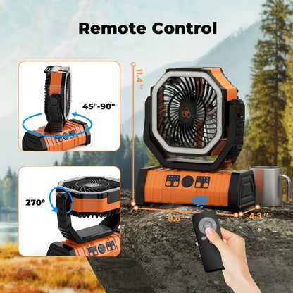 20000mAh Tragbarer Campingventilator mit LED-Licht und Powerbank