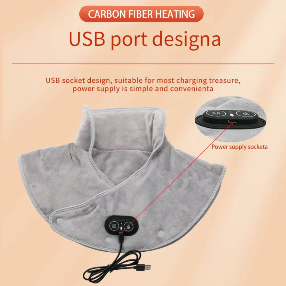 Wärme Nacken- & Schulter-Massager | USB-Heizkissen mit Vibration | 3 Temperatureinstellungen & Timer | Weiches Plüschdesign