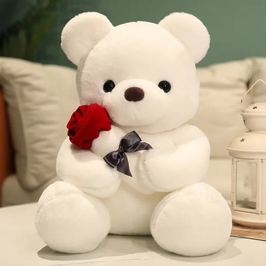 Liebesumarmung Teddy Bär mit Rose