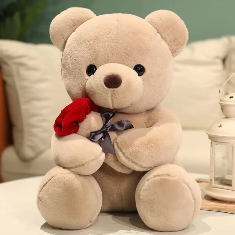 Liebesumarmung Teddy Bär mit Rose