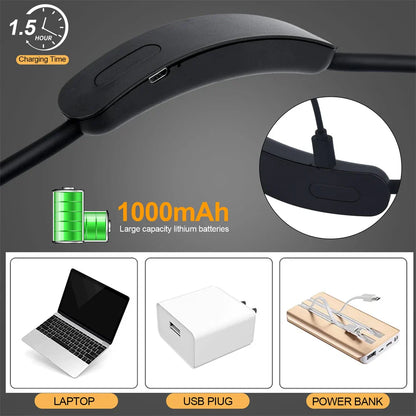 Wiederaufladbare LED Nackenlampe | USB-betrieben | 3 Lichtfarben & stufenlose Dimmung | Flexibles & tragbares Design