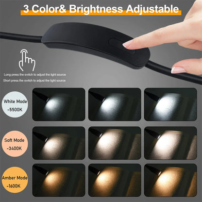 Wiederaufladbare LED Nackenlampe | USB-betrieben | 3 Lichtfarben & stufenlose Dimmung | Flexibles & tragbares Design