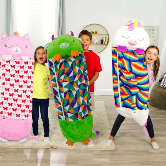 2-in-1 Plüschschlafsack mit Kuscheltier – Schlafsack für Kinder