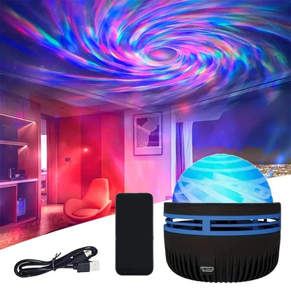 Nordlichter Projektor | Musik-Synchronisation & Fernbedienung | RGB Stimmungslicht | USB-Ladung | 7,8×7,8×8,7 cm