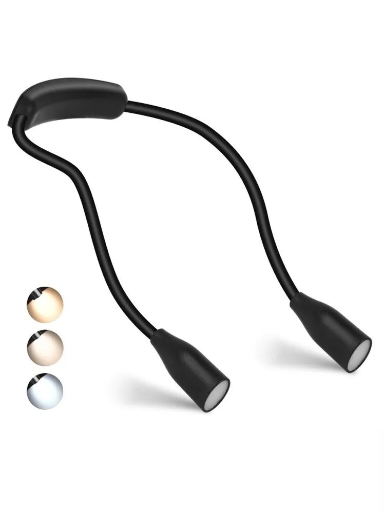Wiederaufladbare LED Nackenlampe | USB-betrieben | 3 Lichtfarben & stufenlose Dimmung | Flexibles & tragbares Design