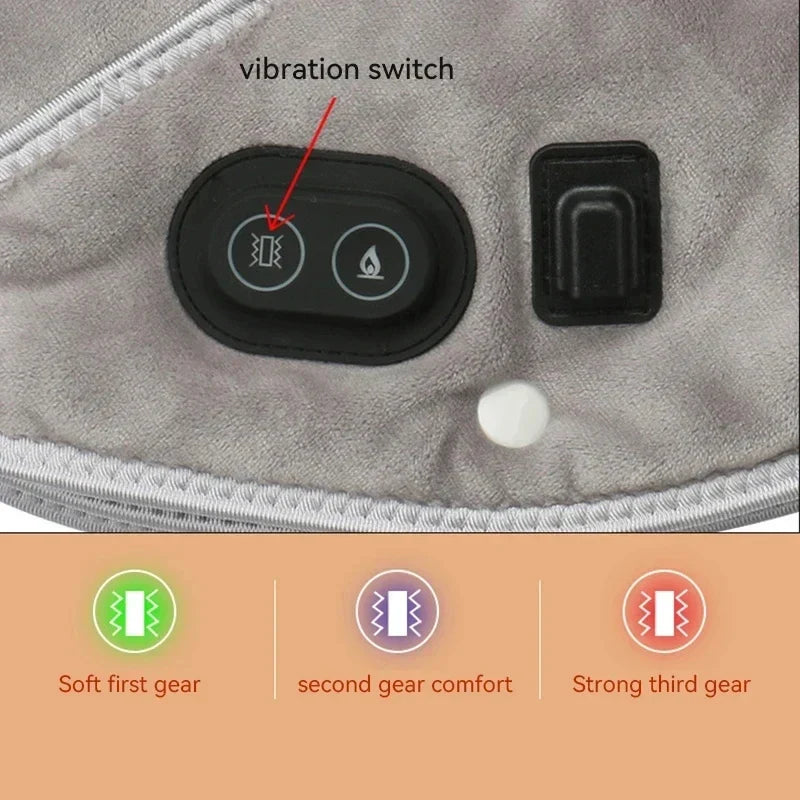 Wärme Nacken- & Schulter-Massager | USB-Heizkissen mit Vibration | 3 Temperatureinstellungen & Timer | Weiches Plüschdesign