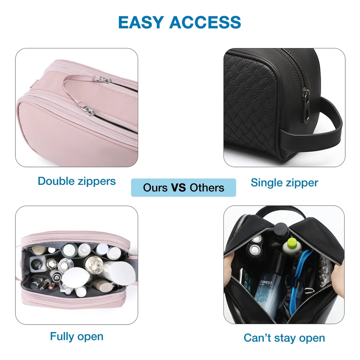 Wasserdichte Kosmetiktasche für Männer & Frauen | Leichte Kulturbeutel in S/M/L | Reiseaccessoire für Toilettenartikel & Make-up | Unisex Reiseorganizer