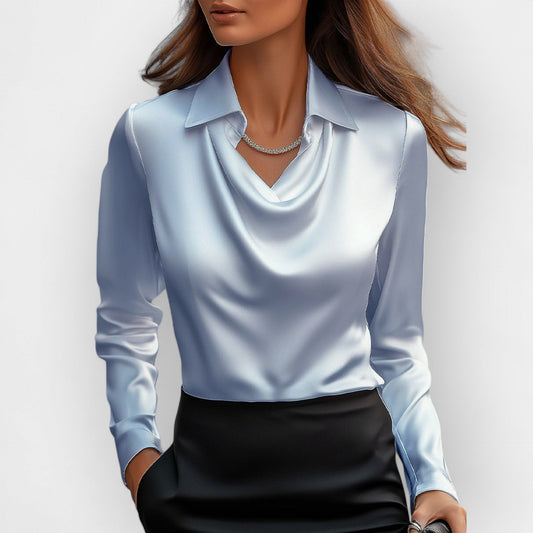 Damen Elegant Satin Bluse | Glitzer