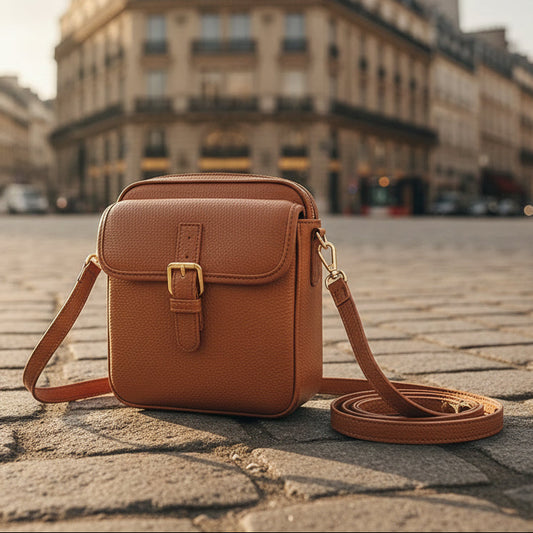 Kompakte Diebstahlschutztasche mit verstellbarem Gurt und geräumigem Stauraum