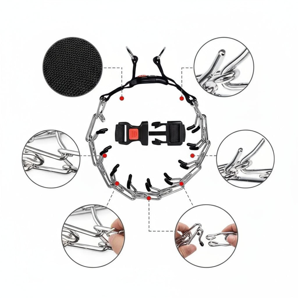 Hundeausbildung Prong-Halsband mit langlebigem Stahl und weichem Nylon-Schutz