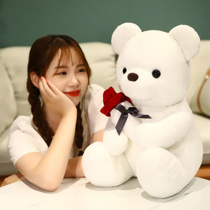 Liebesumarmung Teddy Bär mit Rose