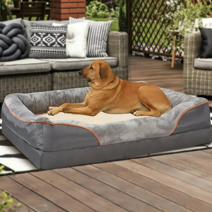 Wasserdichtes Orthopädisches Hundebett mit Erhobenem Kissen & Memory-Schaum-Unterstützung