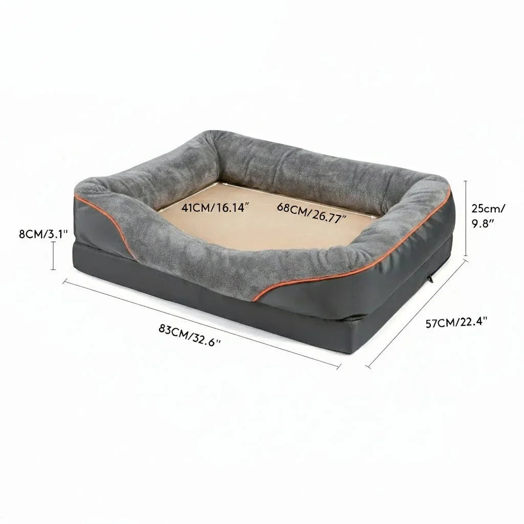 Wasserdichtes Orthopädisches Hundebett mit Erhobenem Kissen & Memory-Schaum-Unterstützung