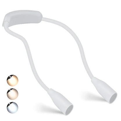 Wiederaufladbare LED Nackenlampe | USB-betrieben | 3 Lichtfarben & stufenlose Dimmung | Flexibles & tragbares Design
