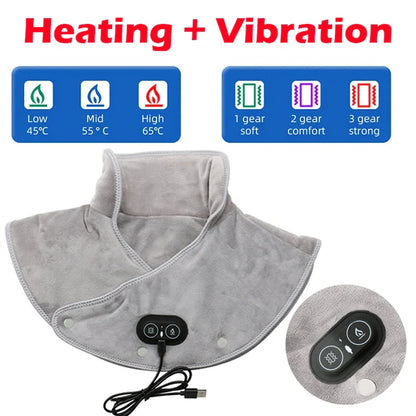 Wärme Nacken- & Schulter-Massager | USB-Heizkissen mit Vibration | 3 Temperatureinstellungen & Timer | Weiches Plüschdesign