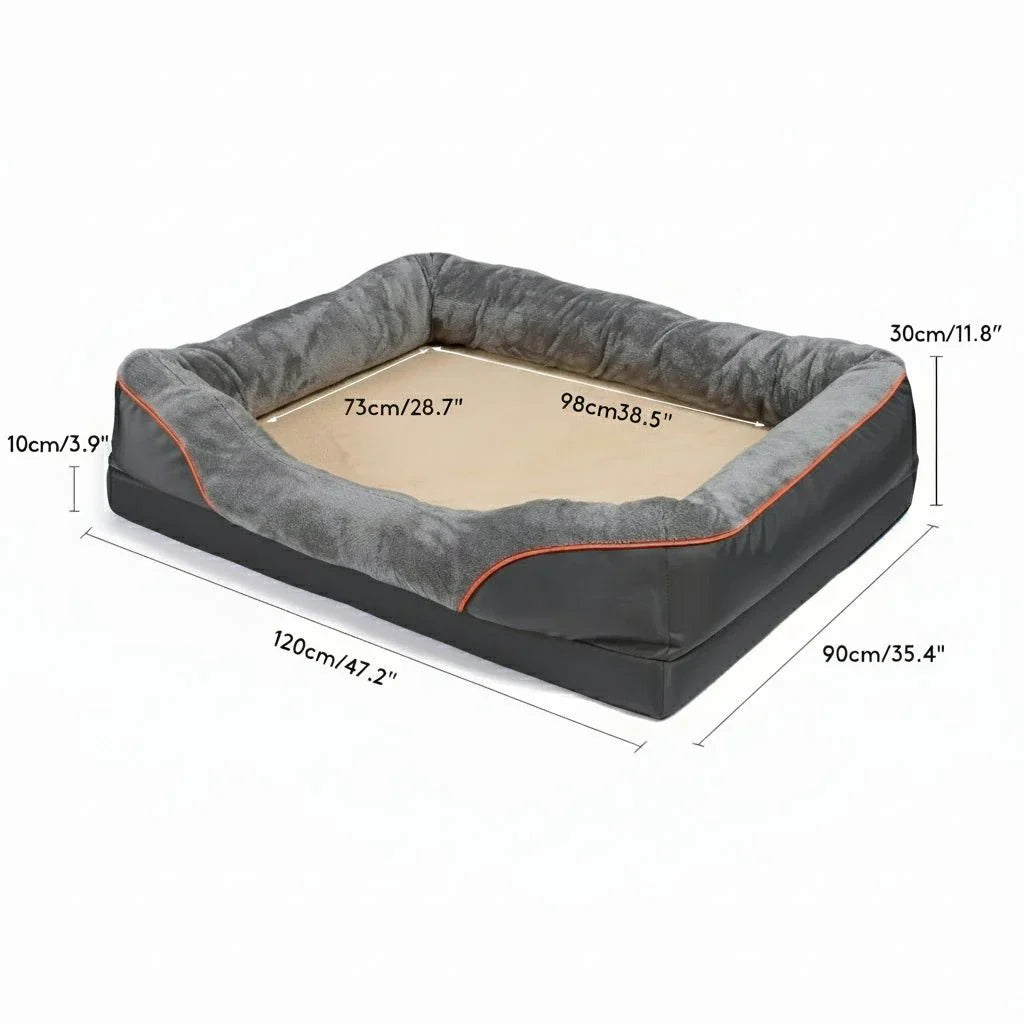 Wasserdichtes Orthopädisches Hundebett mit Erhobenem Kissen & Memory-Schaum-Unterstützung