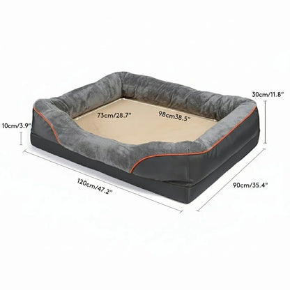 Wasserdichtes Orthopädisches Hundebett mit Erhobenem Kissen & Memory-Schaum-Unterstützung