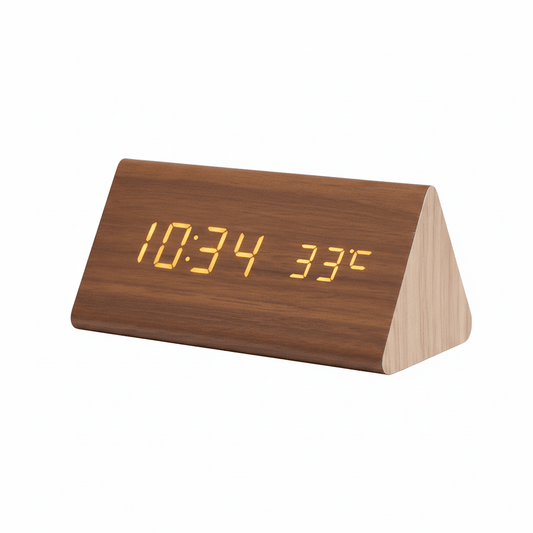 LED Holz-Uhr mit Sprachsteuerung für stilvolle Zeitansicht