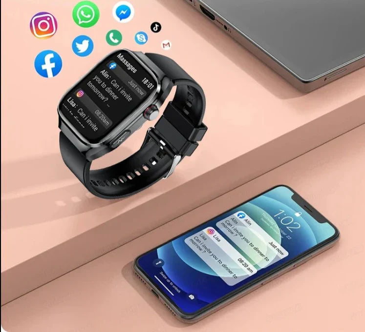 Smartwatch zur Blutzuckerüberwachung, ECG, Harnsäuremessung, Bluetooth-Konnektivität
