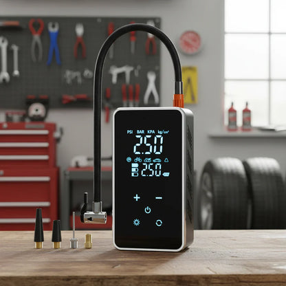 Tragbare kabellose Luftpumpe mit Touchscreen – 150psi Luftpumpe für Autos und Fahrräder