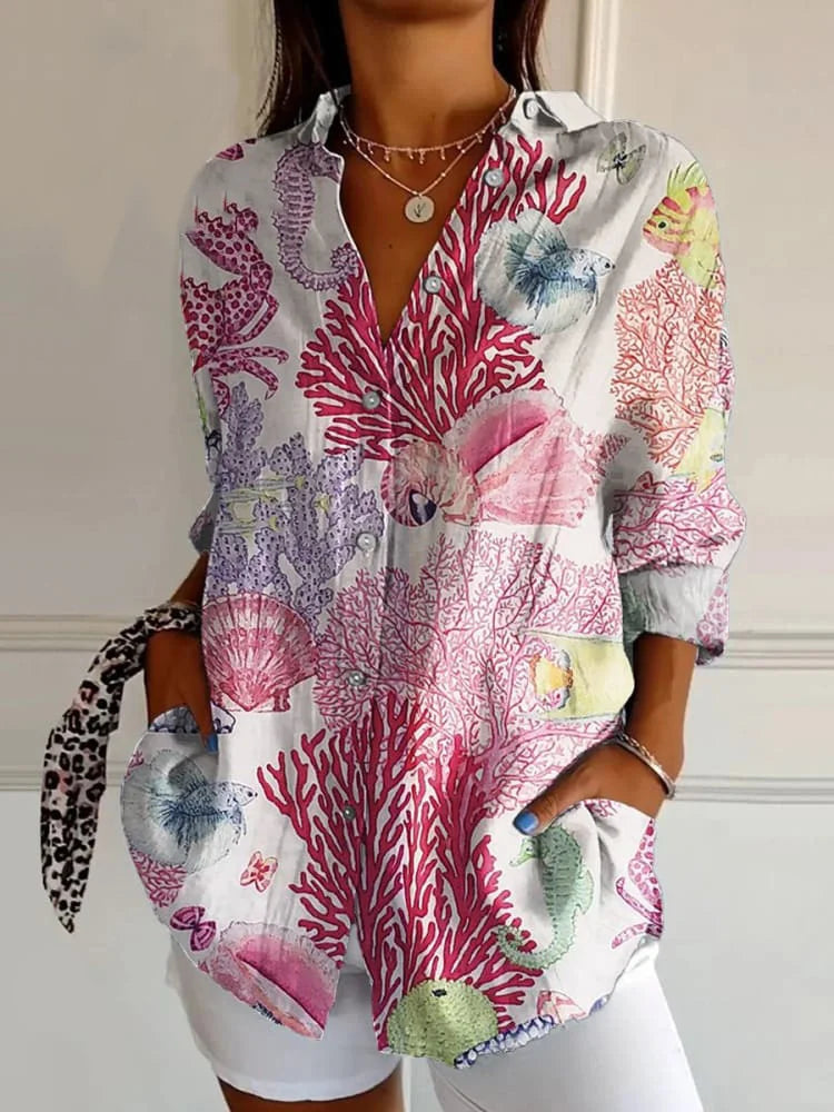 Damen Bedruckte Bluse | Langarm