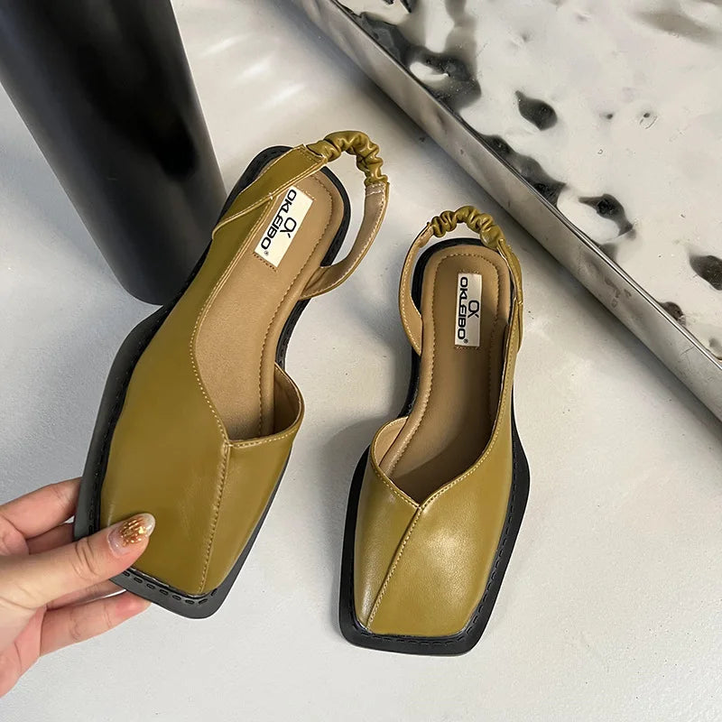 Damen Slingback Sandalen Schuhe | Quadratische Zehen