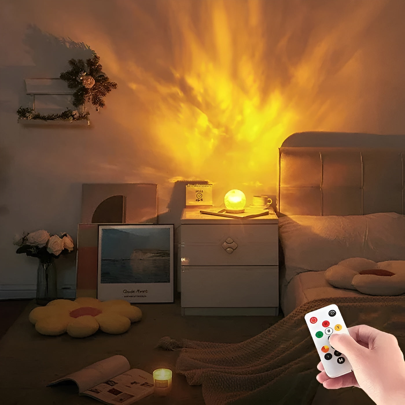 Wellenlicht-Projektionslampe – Beruhigende Stimmungsbeleuchtung für Tisch oder Schlafzimmer