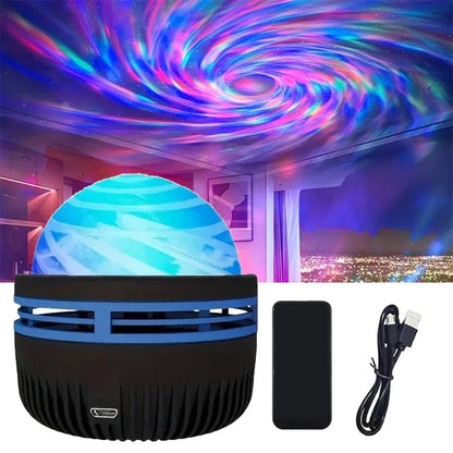 Nordlichter Projektor | Musik-Synchronisation & Fernbedienung | RGB Stimmungslicht | USB-Ladung | 7,8×7,8×8,7 cm