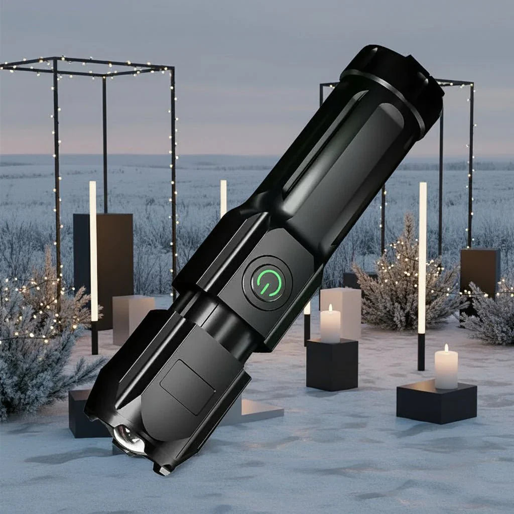 Leistungsstarker LED-Taschenlampe mit 100.000 Lumen, USB-Ladung & wasserdichtem Zoom-Design