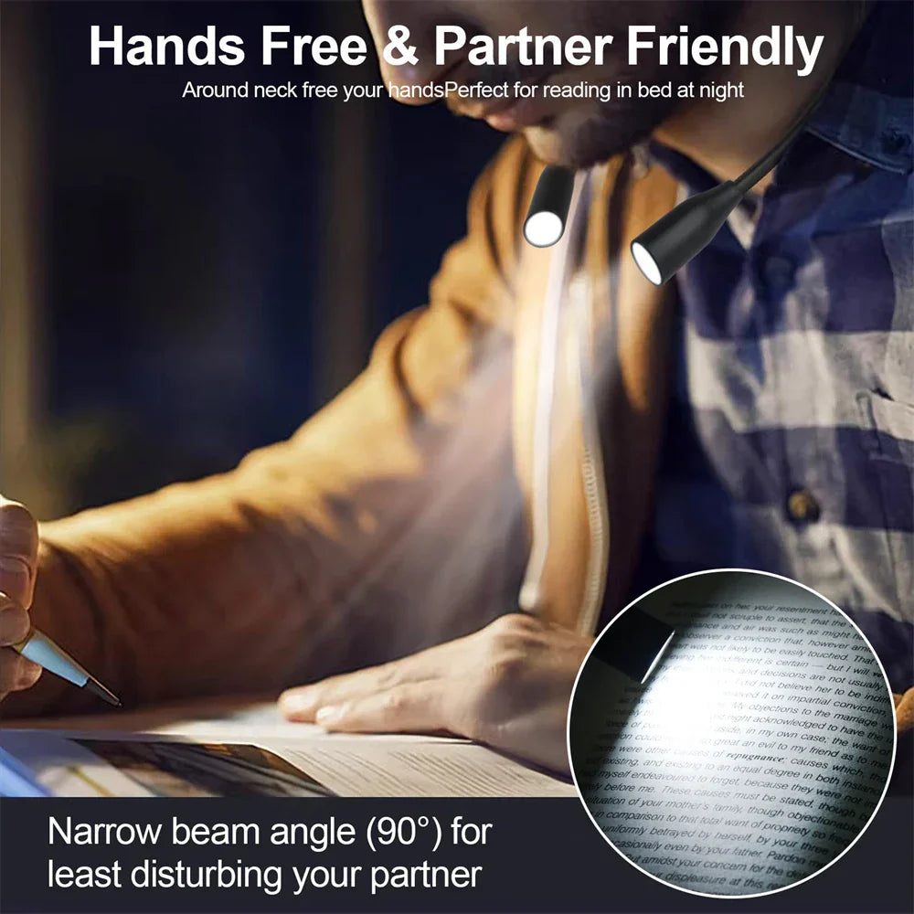 Wiederaufladbare LED Nackenlampe | USB-betrieben | 3 Lichtfarben & stufenlose Dimmung | Flexibles & tragbares Design