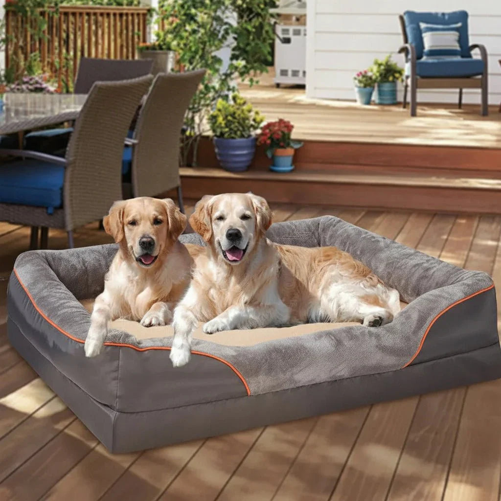 Wasserdichtes Orthopädisches Hundebett mit Erhobenem Kissen & Memory-Schaum-Unterstützung