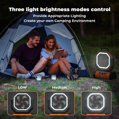 20000mAh Tragbarer Campingventilator mit LED-Licht und Powerbank
