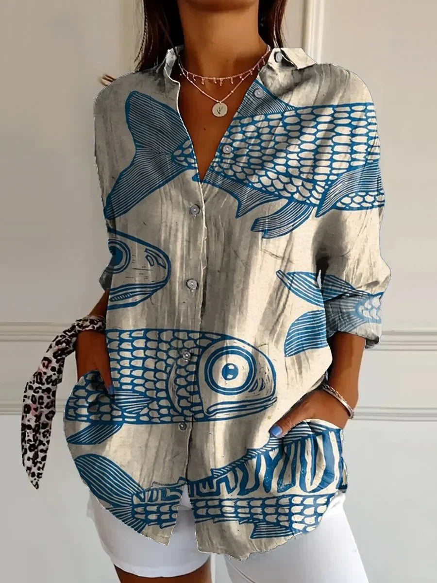 Damen Bedruckte Bluse | Langarm