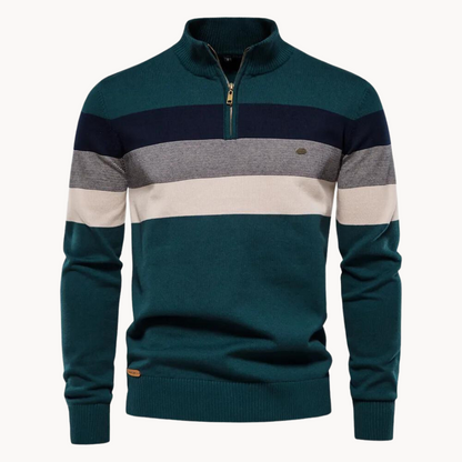 Men's Soft Striped Sweater | Zip