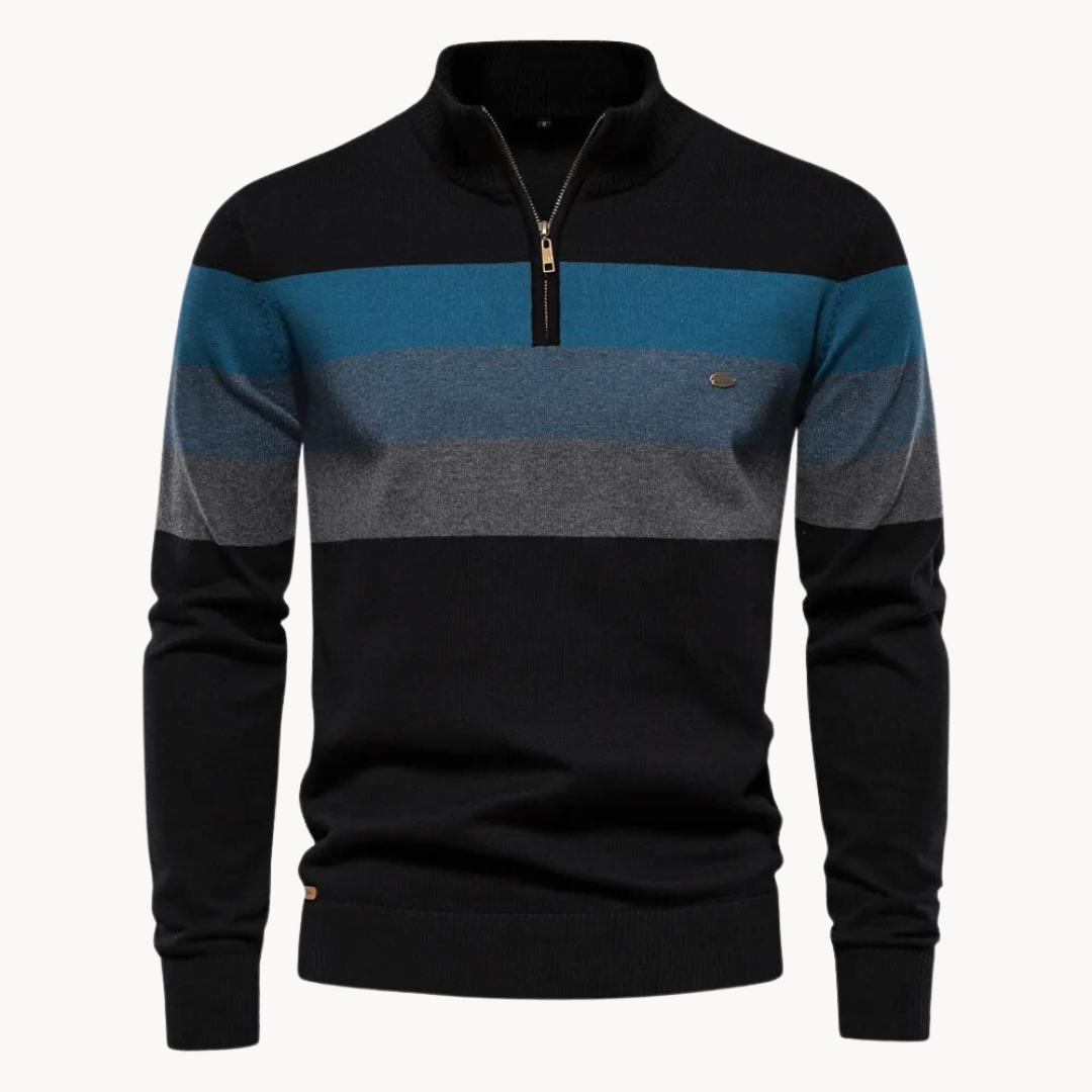 Men's Soft Striped Sweater | Zip