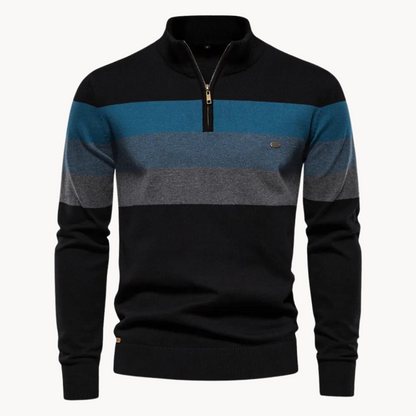 Men's Soft Striped Sweater | Zip