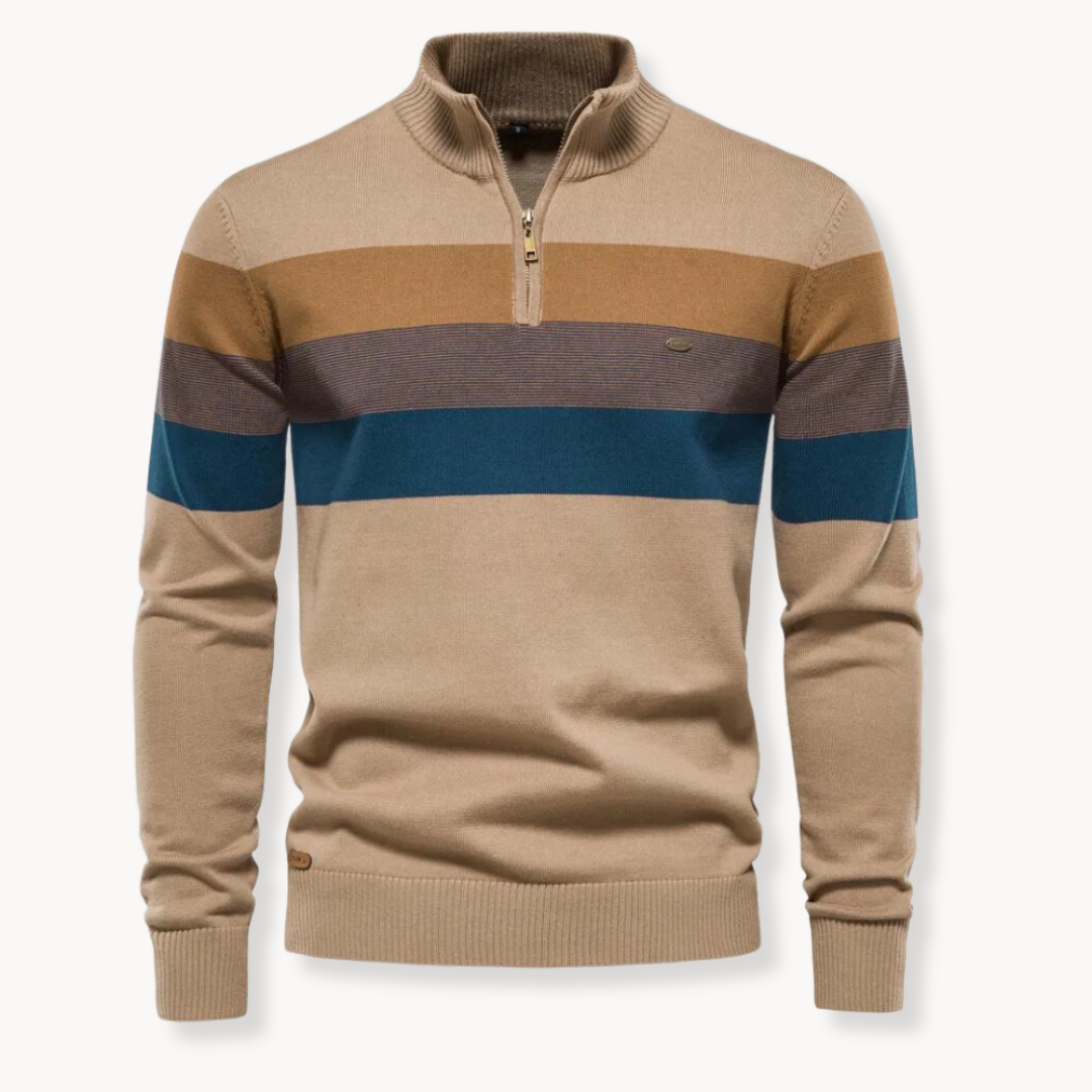 Men's Soft Striped Sweater | Zip