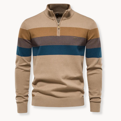 Men's Soft Striped Sweater | Zip