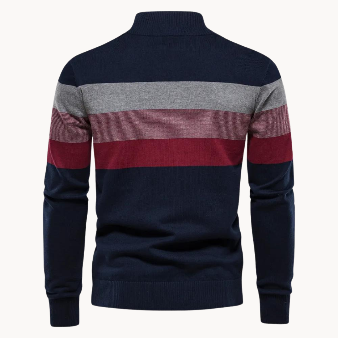 Men's Soft Striped Sweater | Zip